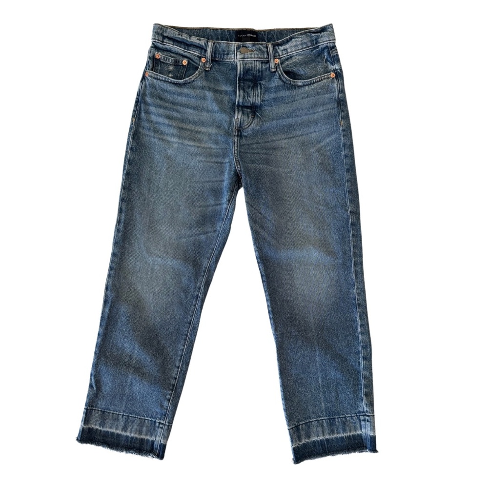 Lucky Brand 90' Loose High Rise Crop Raw Hem Denim Jean Size 8/29